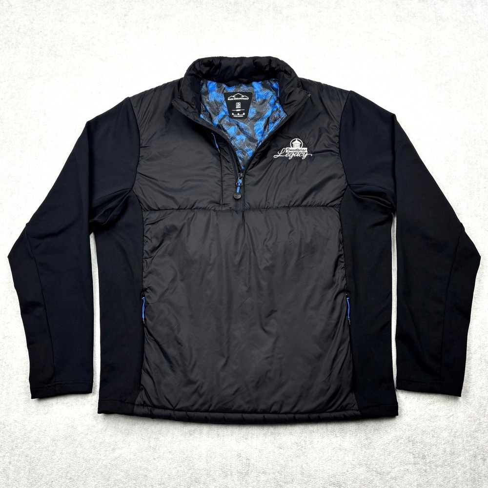 Sun Mountain Mens Medium Black Colter 37 5 Hybrid Quilted Golf Pullover Jacket M